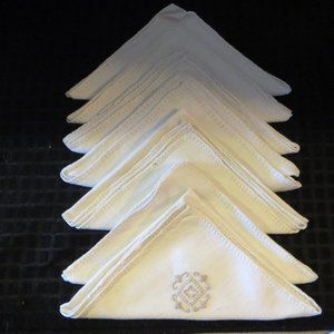 Cloth Napkins With Corner Design Set Of 8 Off White